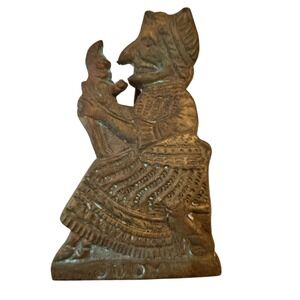 Vintage Brass Judy Bedroom Door Knocker Punch & Judy Puppet Show‎ patina